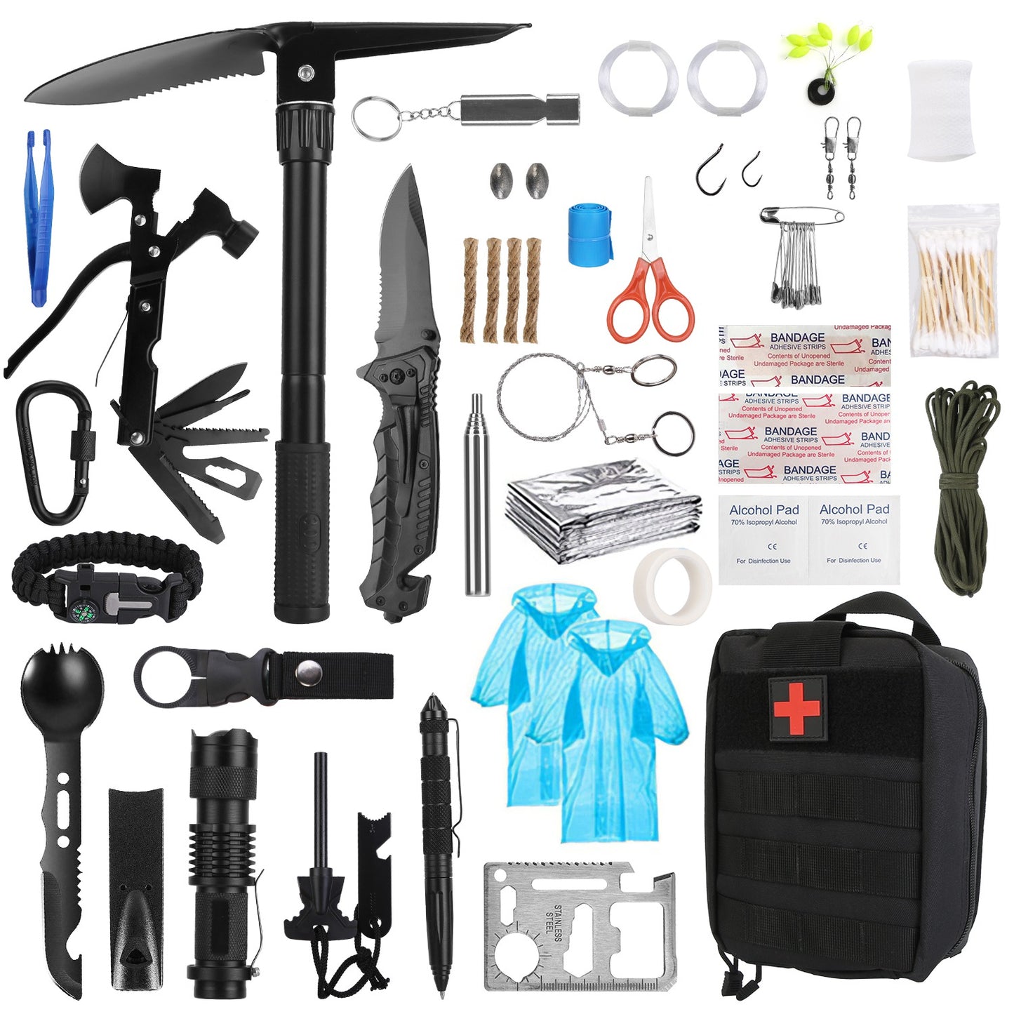 121Pcs Per Set Survival Kits Professional Emergency Survival Gear Tactical First Aid Kit Supplies For Outdoor Adventure Camping Hiking Hunting